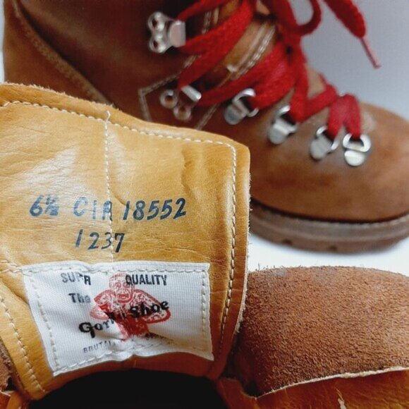 THE GORILLA SHOE \ Vibram Sole Suede Leather Hiking Lace-Up Boots Tan Brown 6.5 - Picture 13 of 15